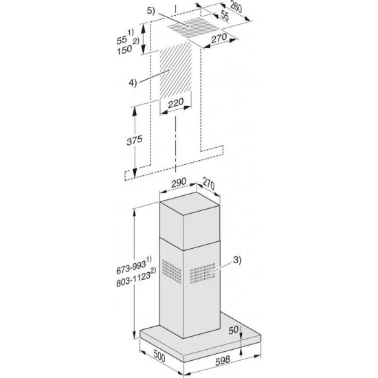 Miele DAW 1620 Activo: Capucha de pared de acero inoxidable de 60 cm