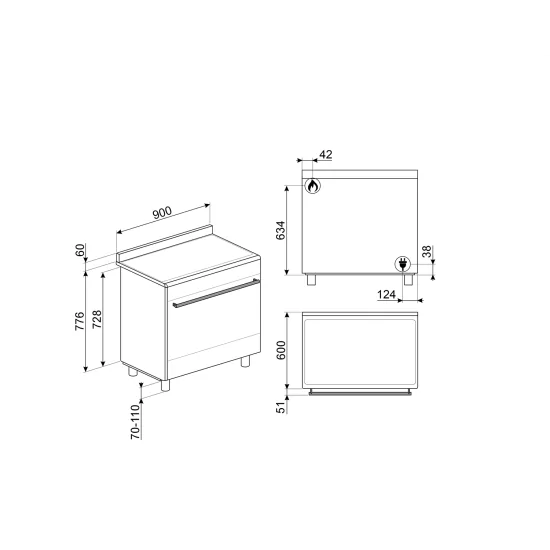 smeg кухня из нержавеющей стали SX91GM с газовой печью