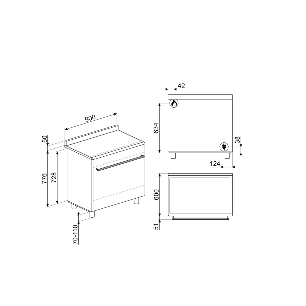 "Piano cottura a gas Smeg SX91GM"