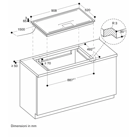 Gaggenau CX492111: Platteninduktion 90cm Stahl