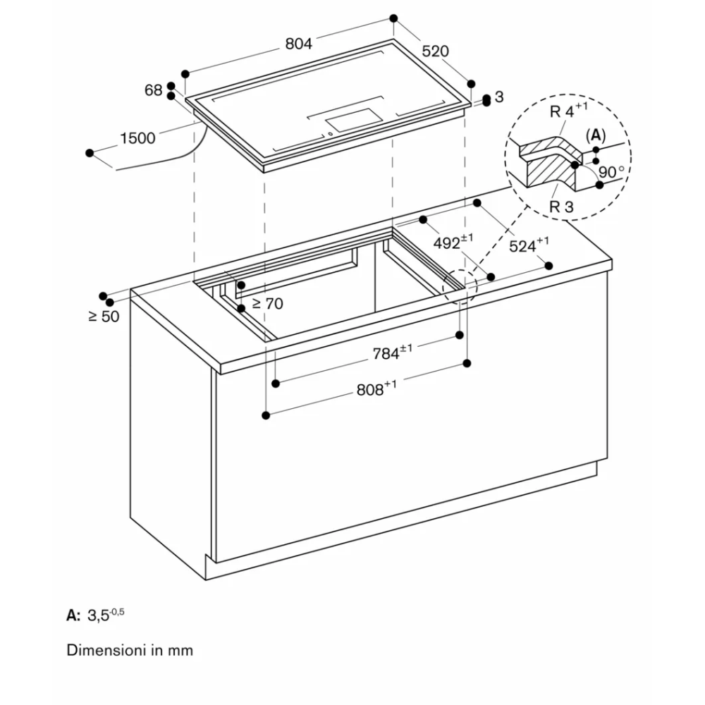 "Design in acciaio del piano cottura Gaggenau CX482111"
