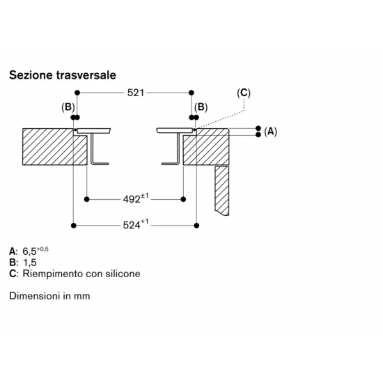 "Installazione a filo top piano cottura Gaggenau VI492105"