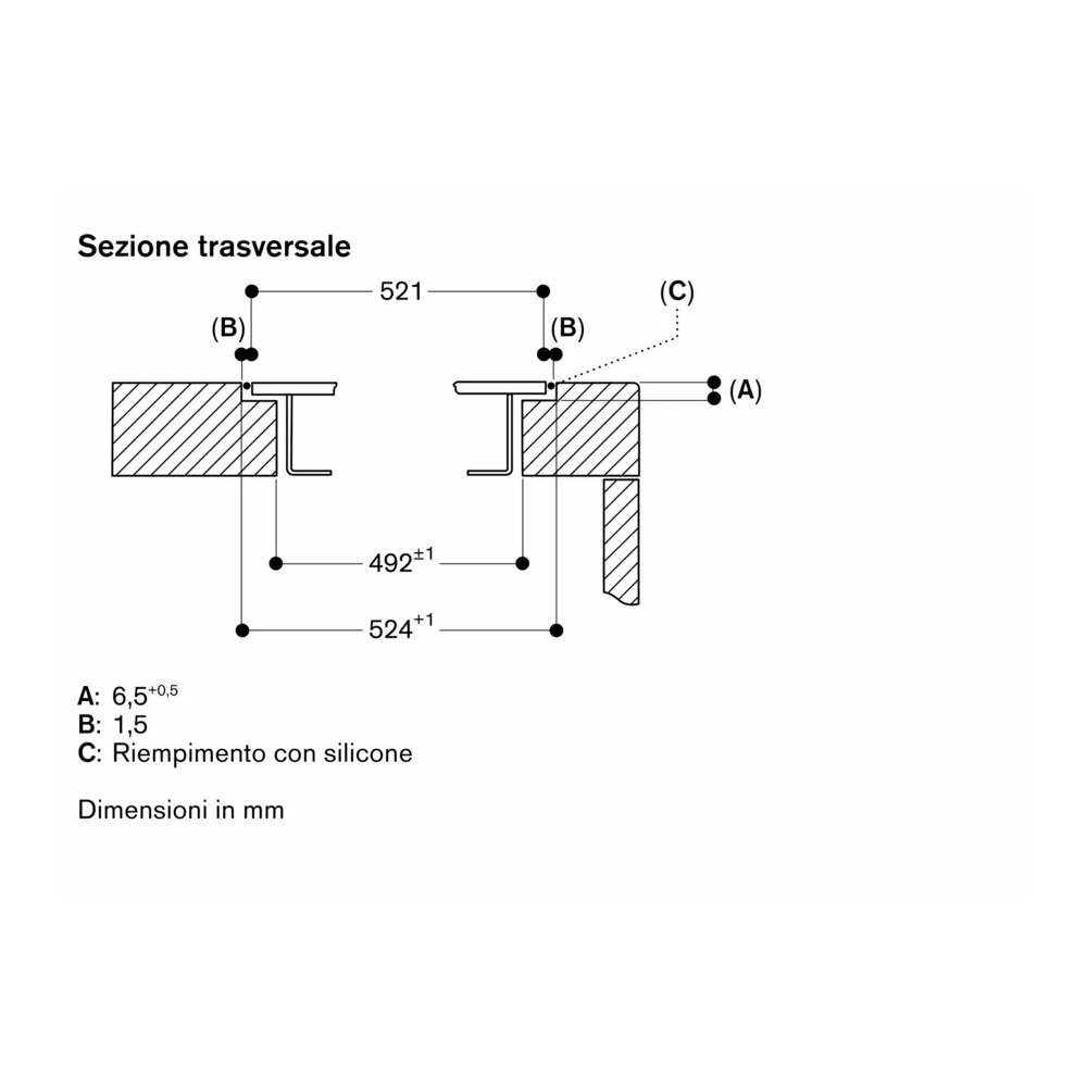 "Installazione a filo top piano cottura Gaggenau VI492105"