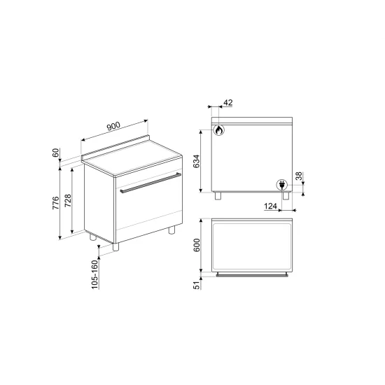 Smeg CX91GMBL&nbsp;: cuisinière à gaz noire de 90&nbsp;cm