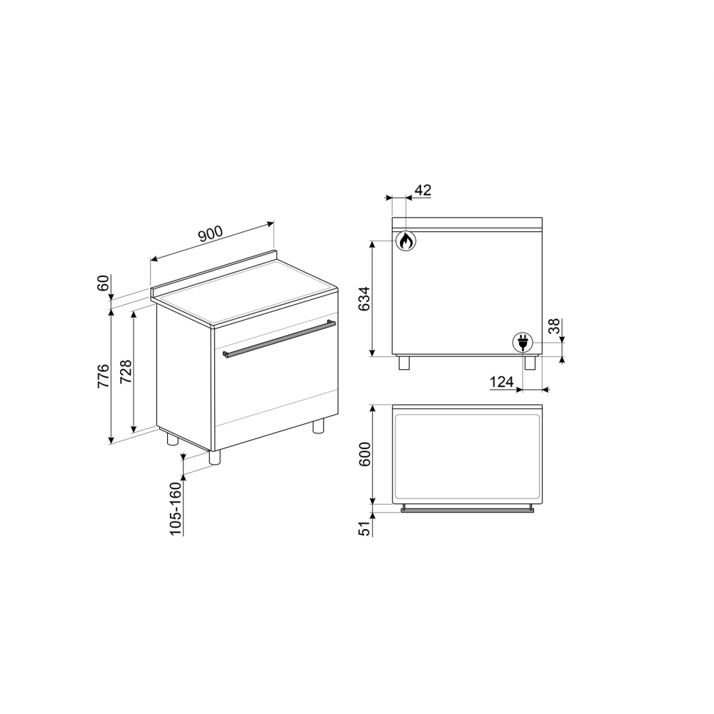 Smeg CX91GMBL: 气炉90cm黑