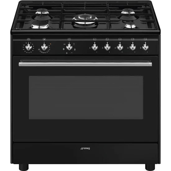 "Cucina a gas Smeg CX91GMBL 90x60 cm nero"