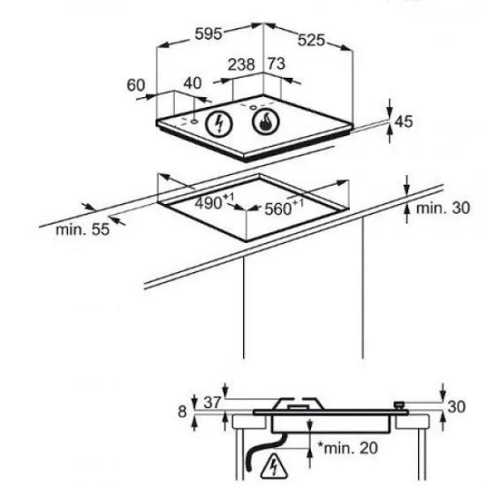 "Installazione a filo del piano cottura Electrolux PQF645UOX"