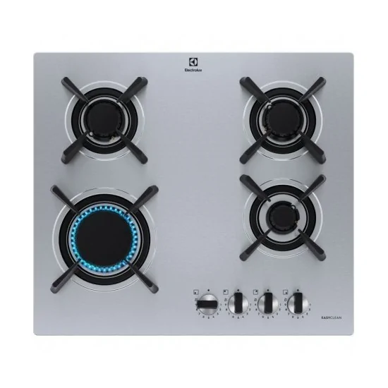 "Piano cottura a gas Electrolux KGU643723Z con fiamma verticale"