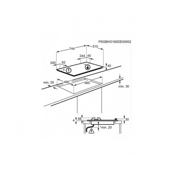Electrolux KGS7536SX Piano Cottura Gas 75cm Speed Burner | Duegstore