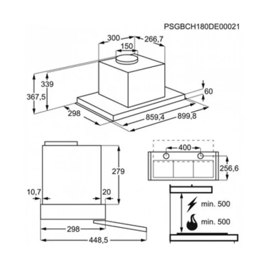 Electrolux LFP329X Integrated hood 90cm | Duegstore.com