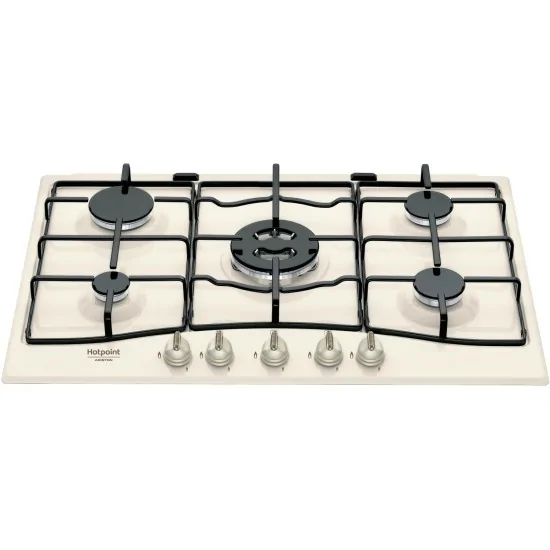 Hotpoint Ariston PCN 750 T (OW) R /HA |75 cm 5-Flammen-Gaskochfeld, Creme | Duegstore.com