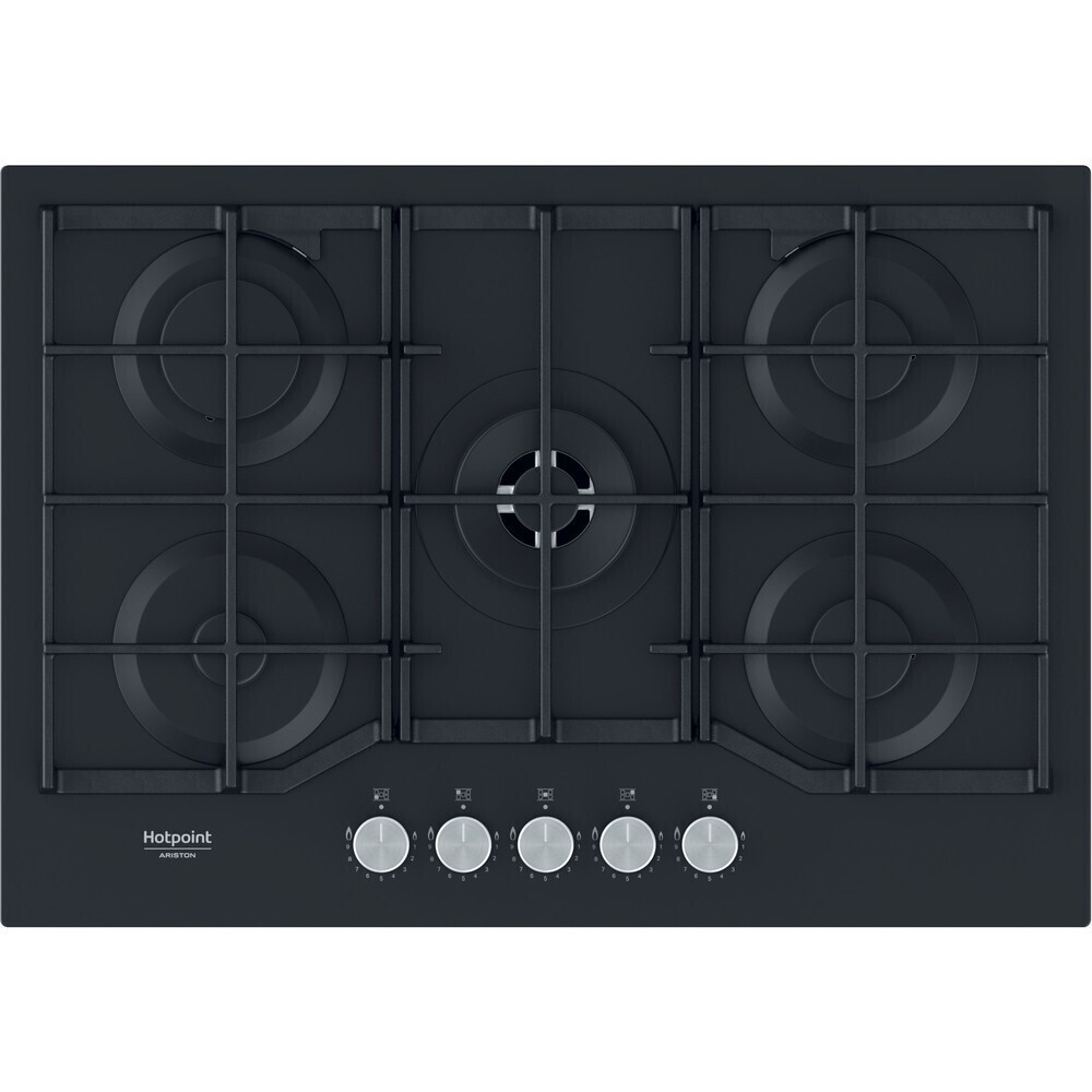 Hotpoint Ariston HAGS 72F/BK 1 | 75厘米5头黑水晶炉灶| Duegstore.com
