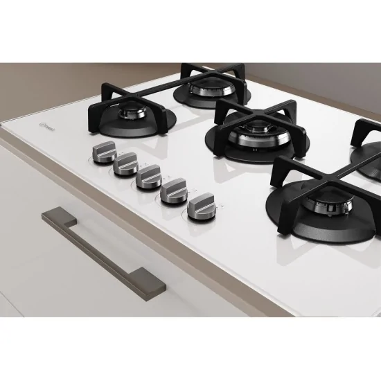 Газовая варочная панель Indesit ING 72T/WH 75 см, 5 конфорок, белое стекло |Предложения Duegstore