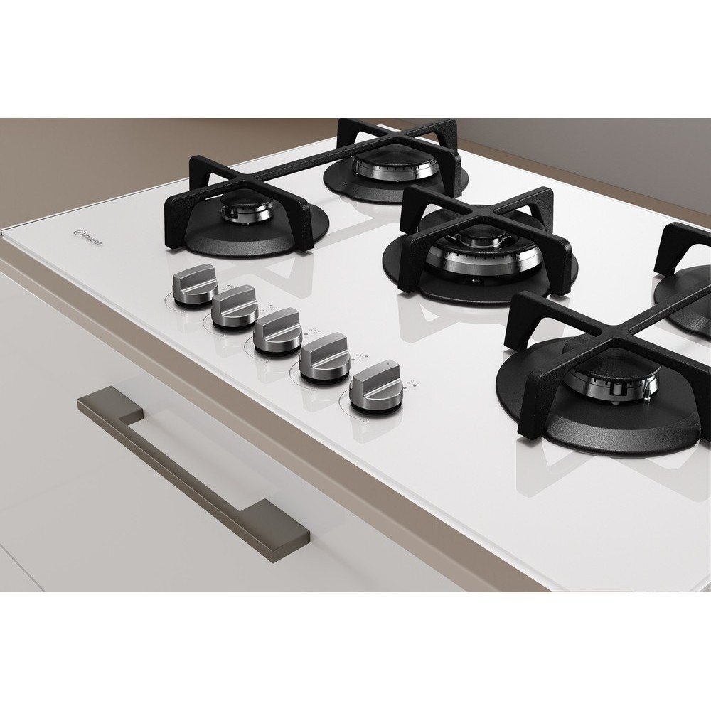 Indesit ING 72T/WH 75厘米 5头燃气灶 白色玻璃 | Duegstore 优惠