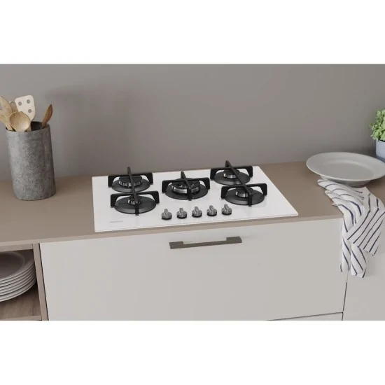 Piano Cottura Gas Indesit ING 72T/WH 75cm 5 Fuochi Vetro Bianco | Offerte Duegstore