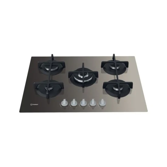 Detail of the 5 fires and the double crown of the stove Indesit ING 72T/TD"