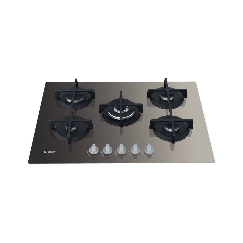 Detail of the 5 fires and the double crown of the stove Indesit ING 72T/TD"