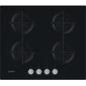 "Piano cottura a gas Indesit ING 61T/BK frontale in vetro nero"
