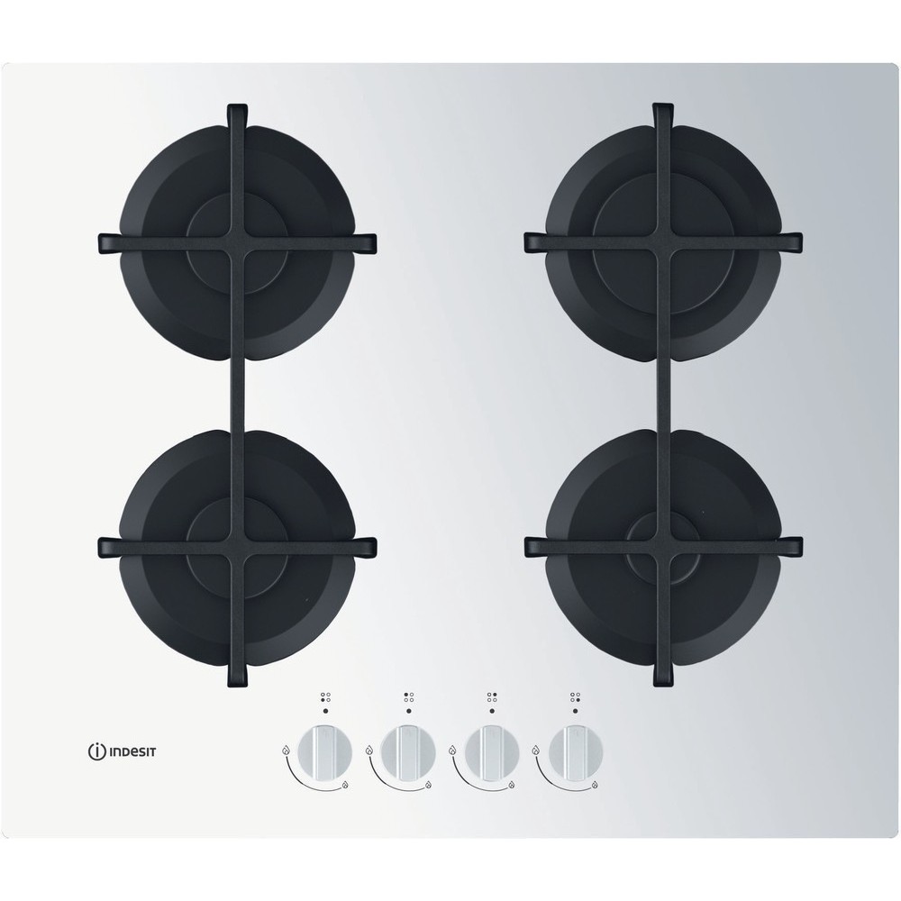Gas Kochen Boden Indesit ING 61T/WH 60cm 4 Weißglas Kocher | Duegstore Angebote