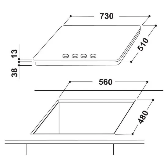Plan Cottura Gas Indesit THP 752 IX/I 75cm 5 Fuochi Inox 提供迪格斯托尔