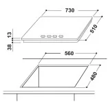 План Cottura Gas Indesit THP 752 IX/I 75cm 5 Fuochi Inox