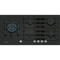 Piano cottura a gas 90 cm Vetro temperato nero