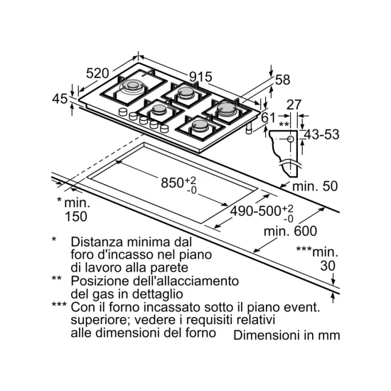 Siemens EP9A6QB90 PIANO INC 90 CM CRISTALLO GAS
