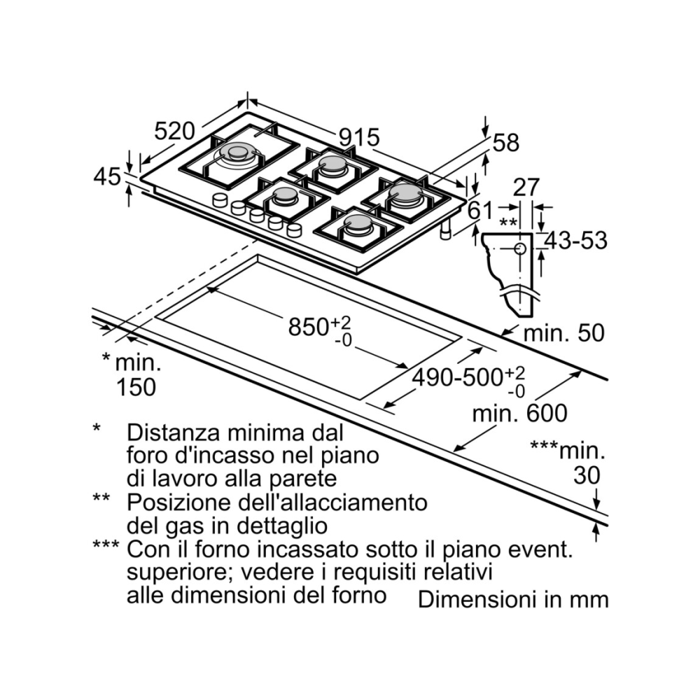 Siemens EP9A6QB90 PIANO INC 90 CM CRISTALLO GAS