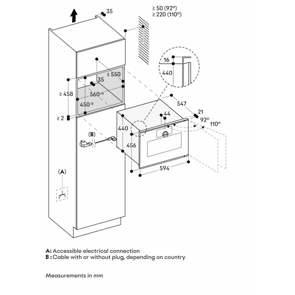 GAGGENAU GM 251 130 Microonde 60x45cm Sterling - 21L - 左门