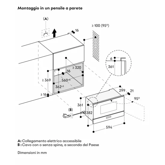 GAGGENAU GM 220 130 Microonde 60x38cm Sterling - 21L - Tür rechts