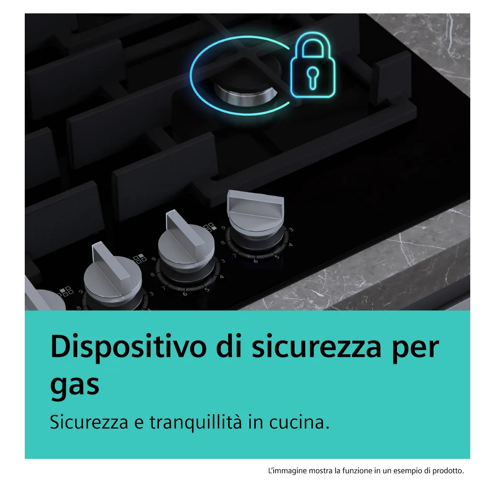 SIEMENS EG6B5PK90 Piano Cottura Gas 60cm Inox 4 Fuochi Ghisa iQ300