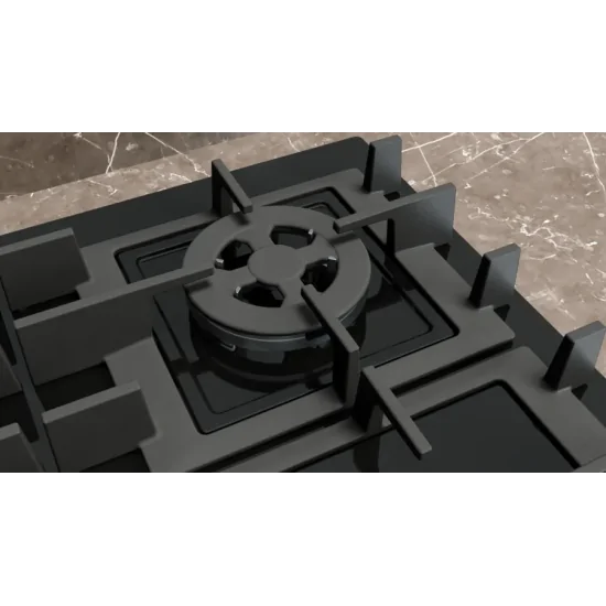 SIEMENS EN6B6HK40 Gasherd Boden 60cm Glas Schwarz Ghisa iQ300