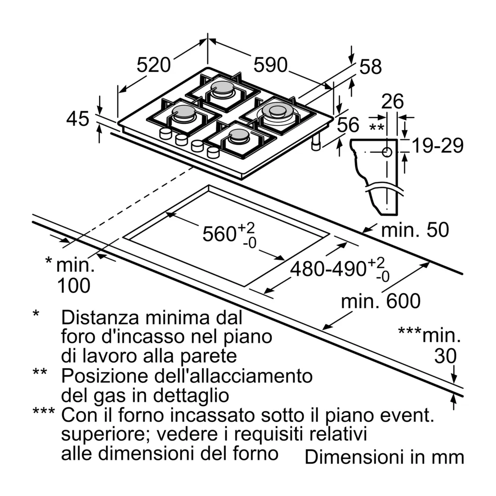 Piano Cottura a Gas SIEMENS EP6A6HI10 iQ700 stepFlame - 60 cm - 4 Fuochi - Vetro Nero
