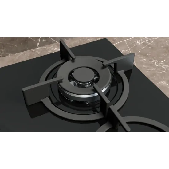 Piano Cottura a Gas SIEMENS EP6A6HI10 iQ700 stepFlame - 60 cm - 4 Fuochi - Vetro Nero