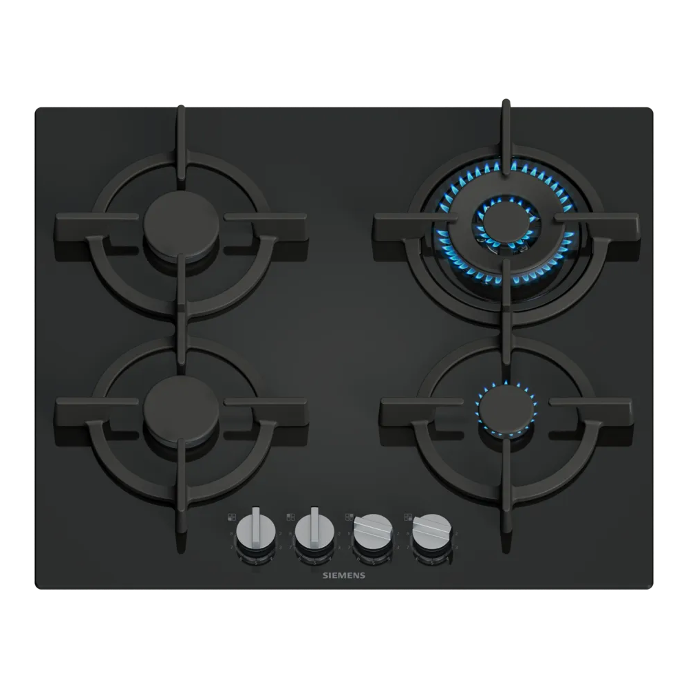 Piano Cottura a Gas SIEMENS EP6A6HI10 iQ700 stepFlame - 60 cm - 4 Fuochi - Vetro Nero