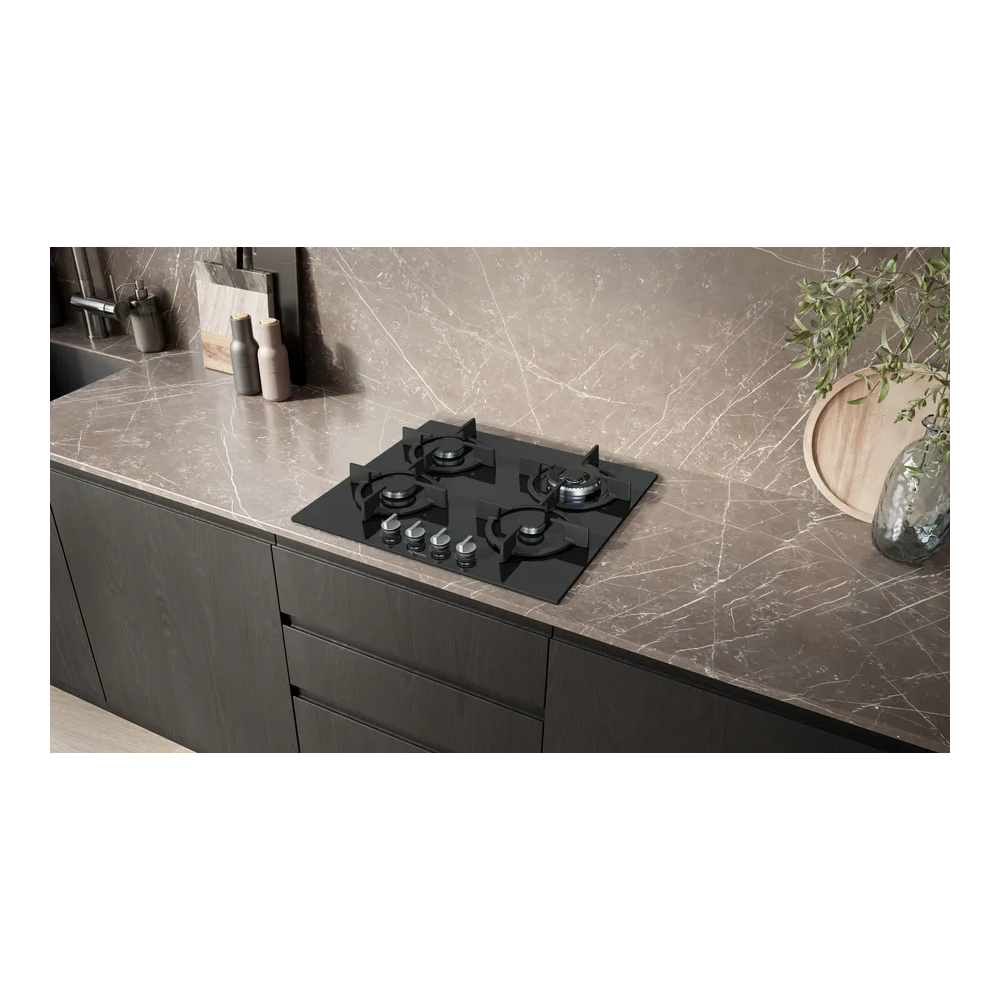 Piano Cottura a Gas SIEMENS EP6A6HI10 iQ700 stepFlame - 60 cm - 4 Fuochi - Vetro Nero