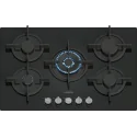 SIEMENS EP7A6QI10 iQ500 stepFlame Gas Hob - 75 cm - 5 Burners Wok - Black Glass