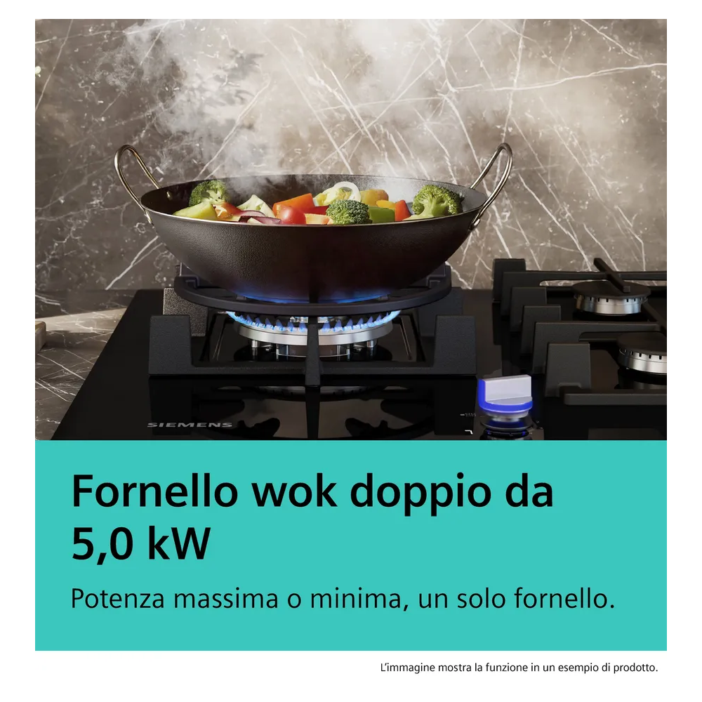 SIEMENS ER9A6SH40 Piano Cottura Gas 90cm iQ700 stepFlame Vetro Nero