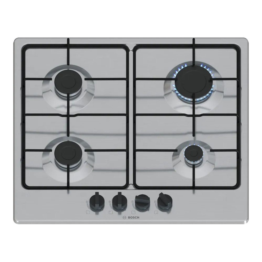 Piano Cottura a Gas BOSCH PGP6B5K80 60 cm 4 Fuochi Acciaio Inox
