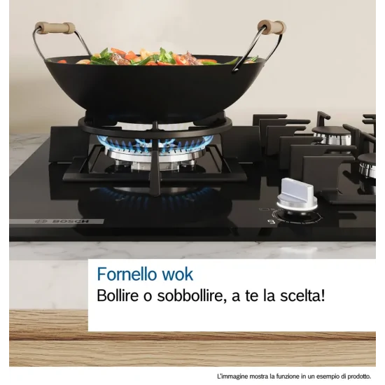 BOSCH PPH6A6I10 Gasherd Boden 60cm FlameSelect Wok Schwarzglas