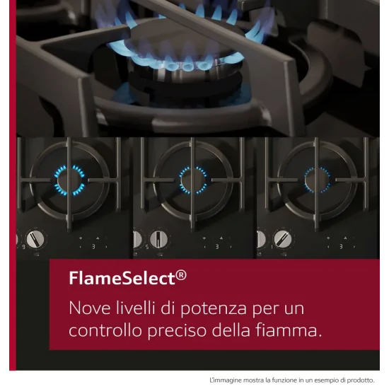 NEFF T29RHS4S0 Piano Cottura Gas 90cm FlameSelect Wok 5kW Vetro Nero