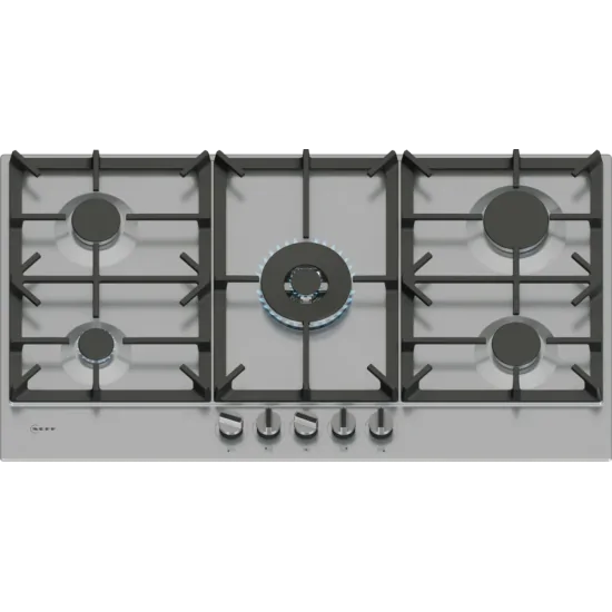 Piano Cottura a Gas NEFF T29CIR8N0 Serie N 70 - 90 cm - 5 Fuochi FlameSelect - Dual Wok 5.0 kW - Acciaio Inox