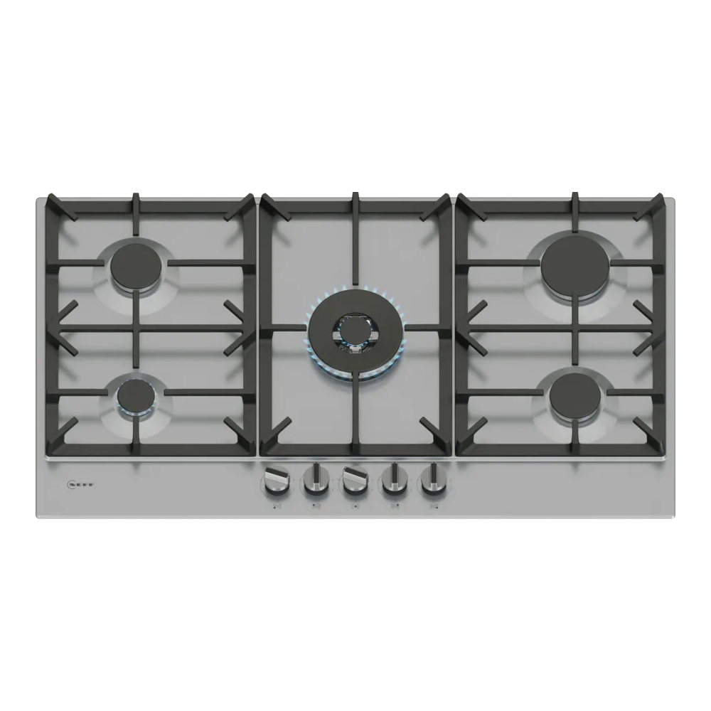 Piano Cottura a Gas NEFF T29CIR8N0 Serie N 70 - 90 cm - 5 Fuochi FlameSelect - Dual Wok 5.0 kW - Acciaio Inox