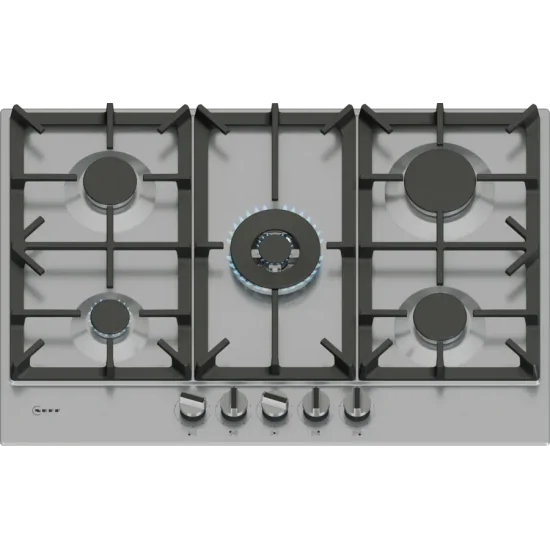 Cocina plana Corona central triple de acero inoxidable Gas 75 cm NEFF