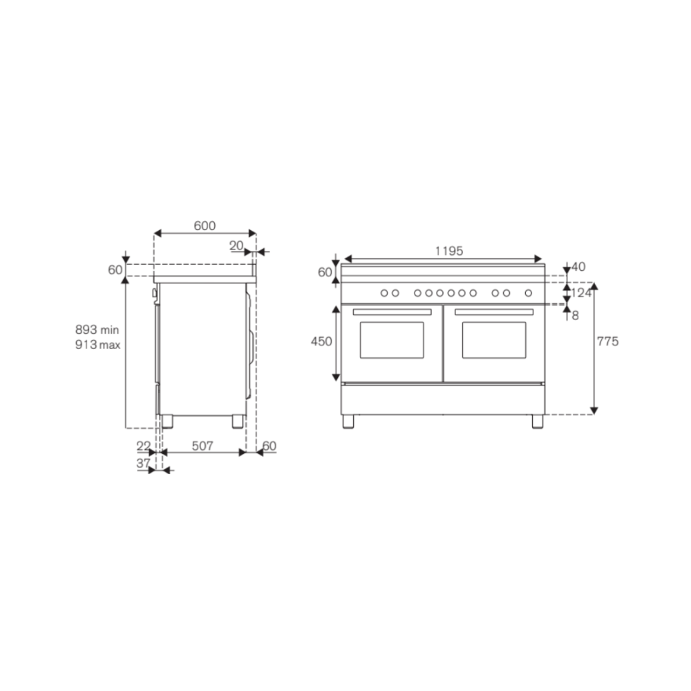 Bertazzoni МАСТЕР MAS125I2E Кухня 120 см Индукционная двойная духовка
