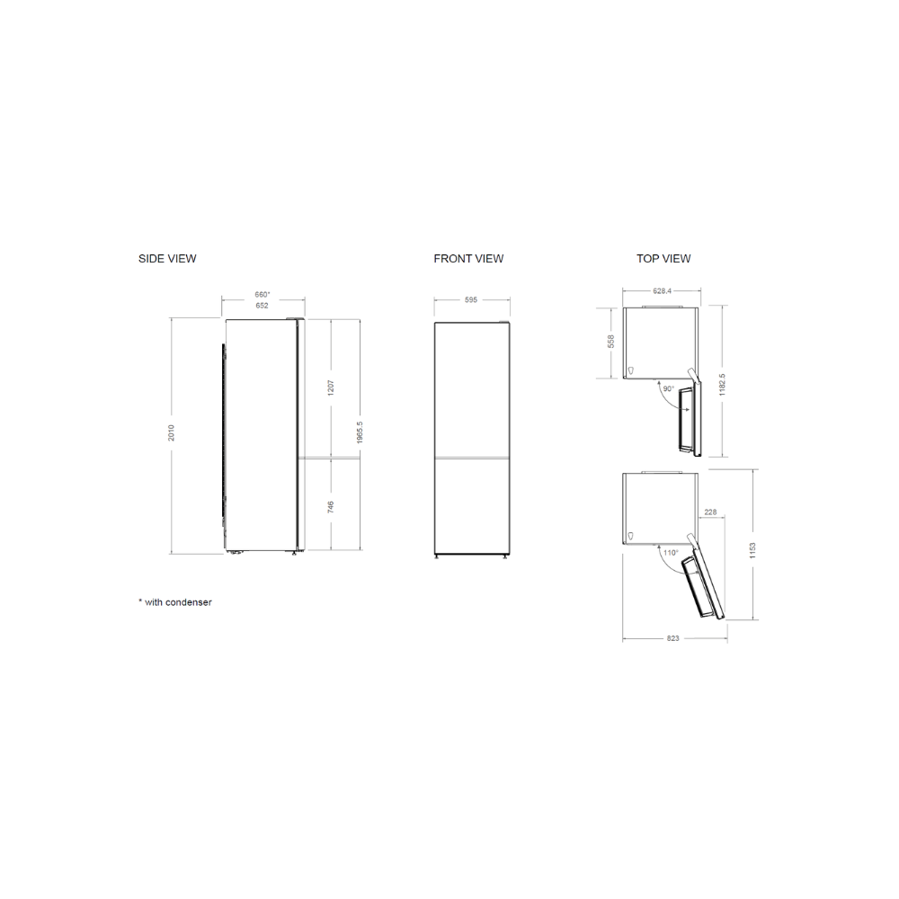Bertazzoni RBM60F5FBNC : verre frigo combiné noir 201cm |MISUMI