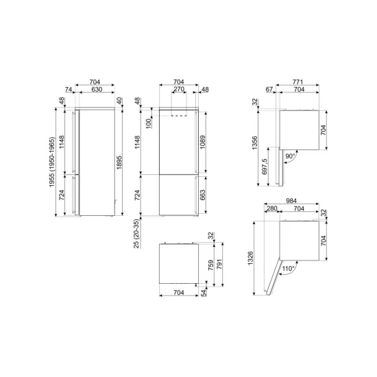 SMEG FA8005LPO6 Colonial-kombinierte Kühlschrank-Creme links d