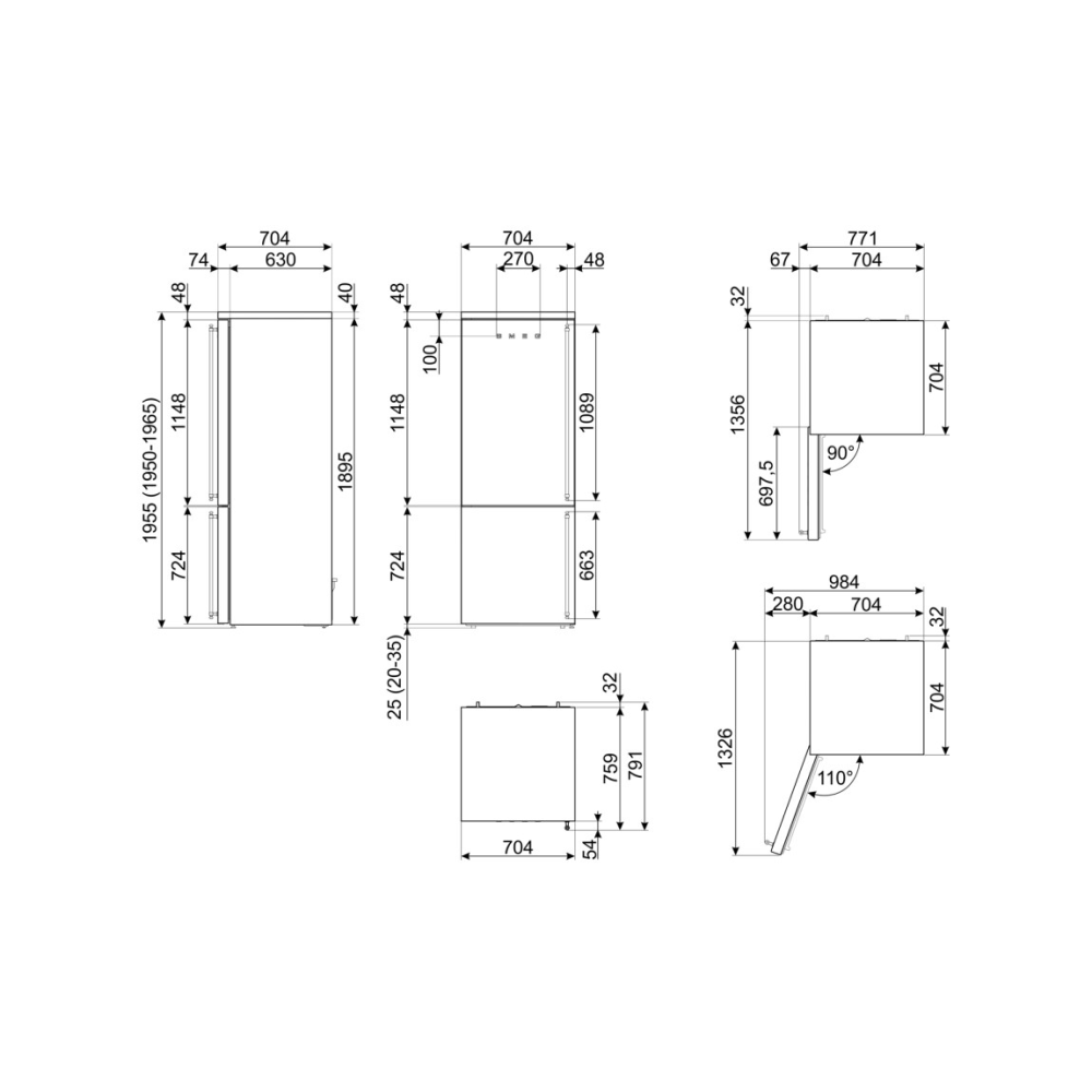 Smeg FA8005LPO6 Frigo Combinato Coloniale Panna Sinistra D