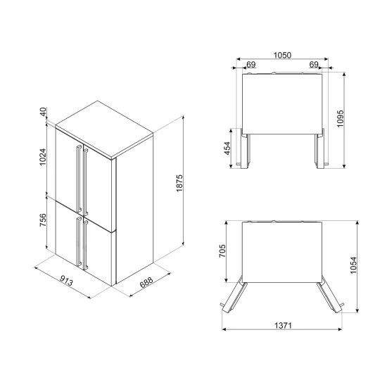 SMEG FQ60CPO6 Frigorífico 4 puertas No hay clase de crema de escarcha E
