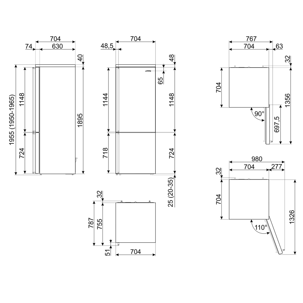 Smeg FA3905RX6 Frigorifero Combinato Inox Cerniere Destra D